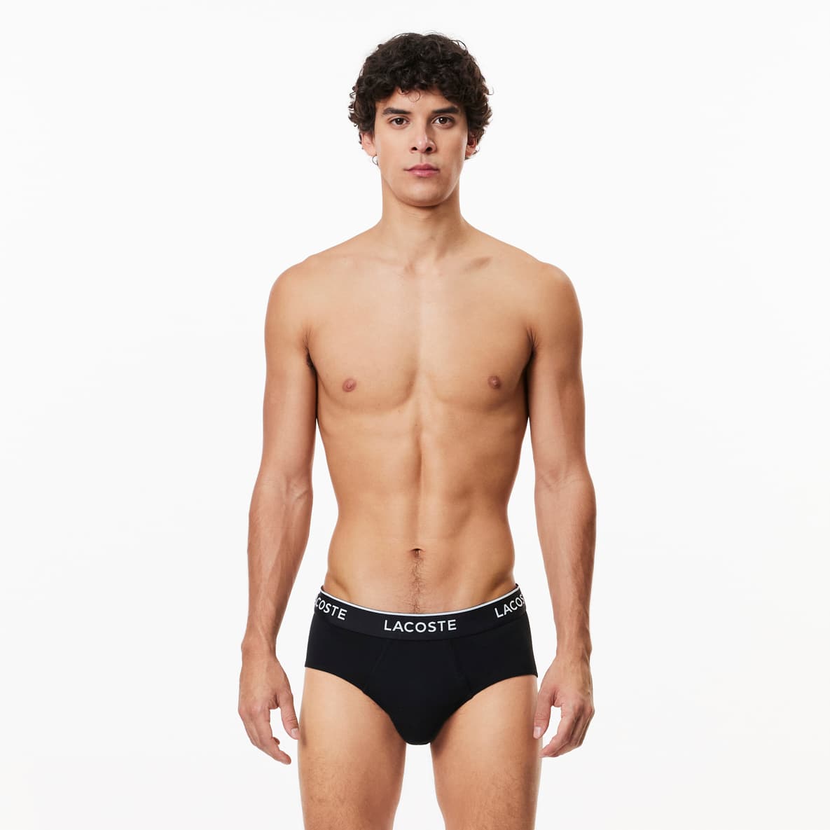 Lacoste Mens Pack Of 3 Stretch Cotton Elastic waist Casual Briefs Briefs